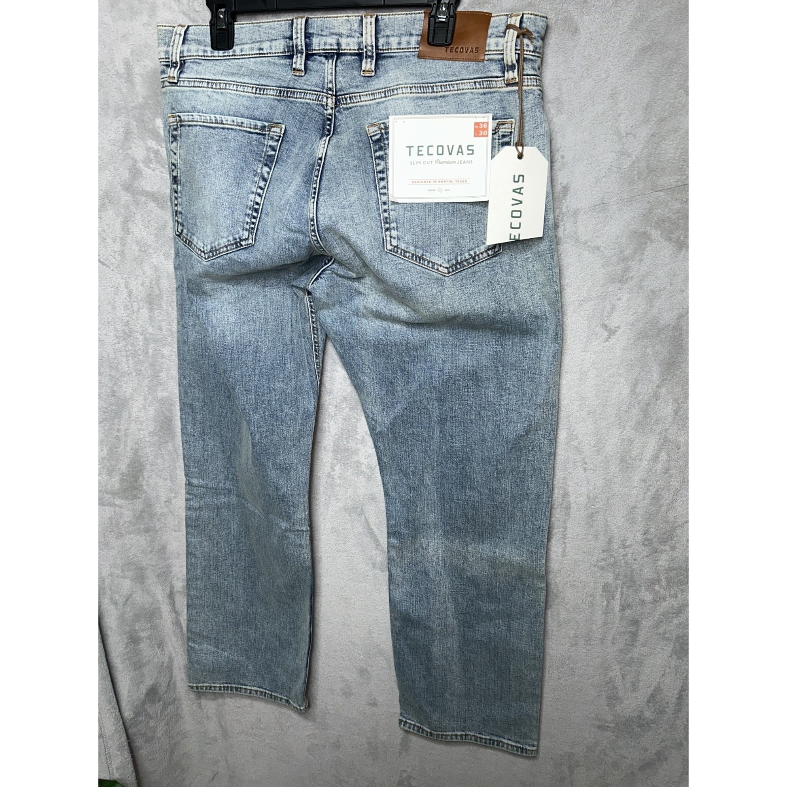 New Tecovas Jeans Men's 36x30 Light Blue Premium Standard Slim Cut Slim Jean